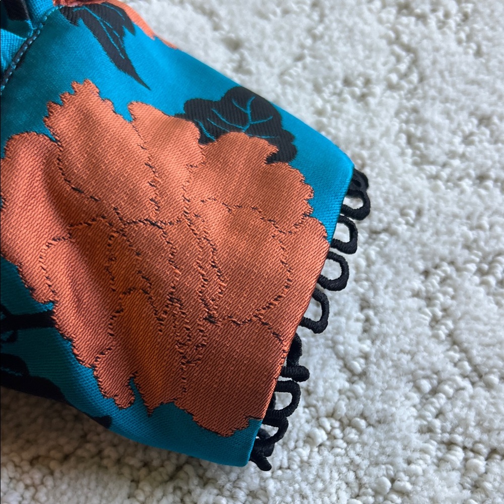 Floral Long Sleeve Dress - Teal and Orange - Picture 4 of 7